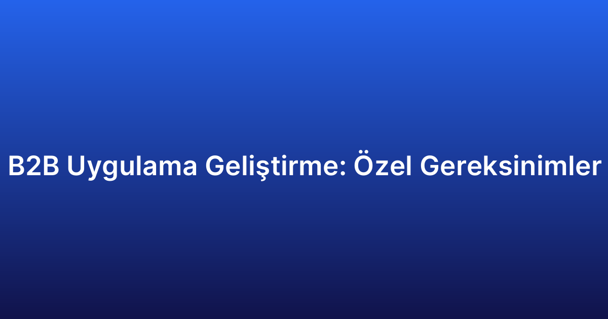 B2B Uygulama Geliştirme: Özel Gereksinimler