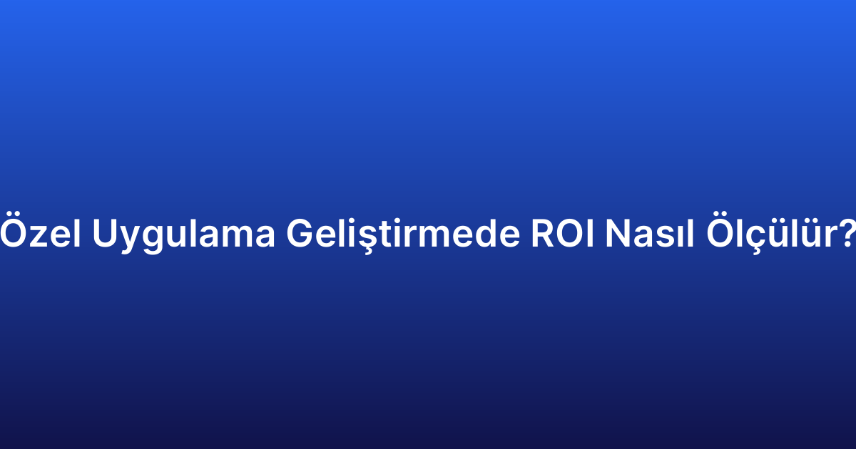 Özel Uygulama Geliştirmede ROI Nasıl Ölçülür?