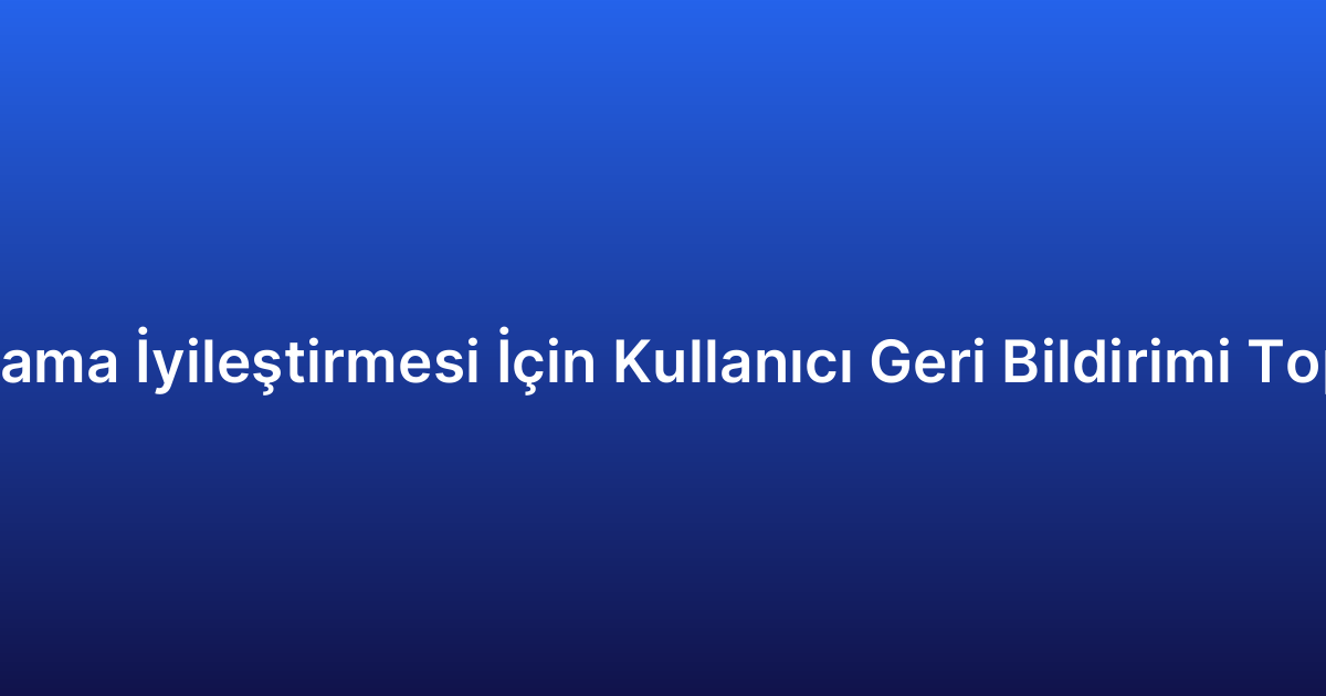 Uygulama İyileştirmesi İçin Kullanıcı Geri Bildirimi Toplama